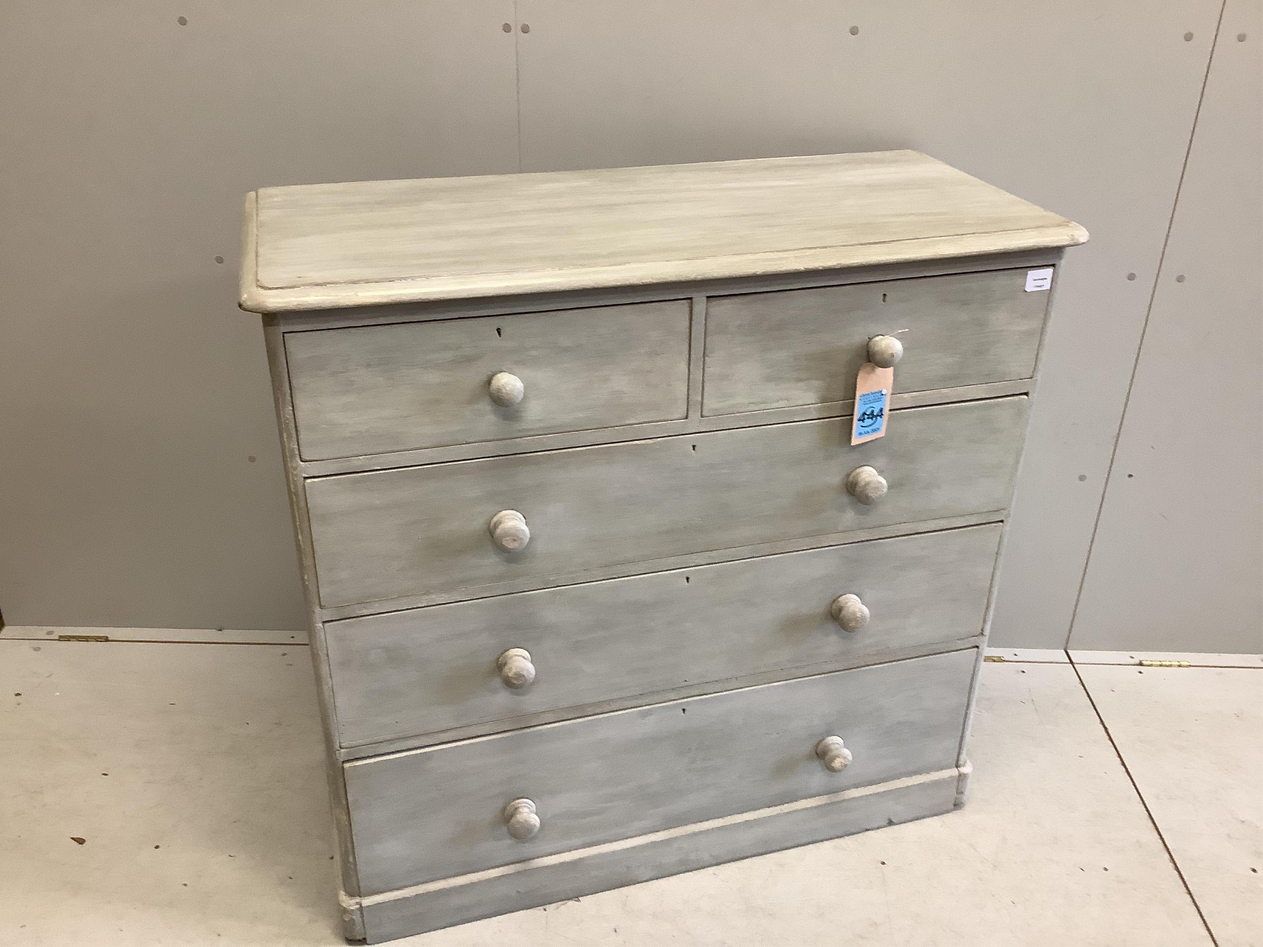 A Victorian pine chest, later painted, width 118cm, depth 52cm, height 113cm. Condition - fair to good